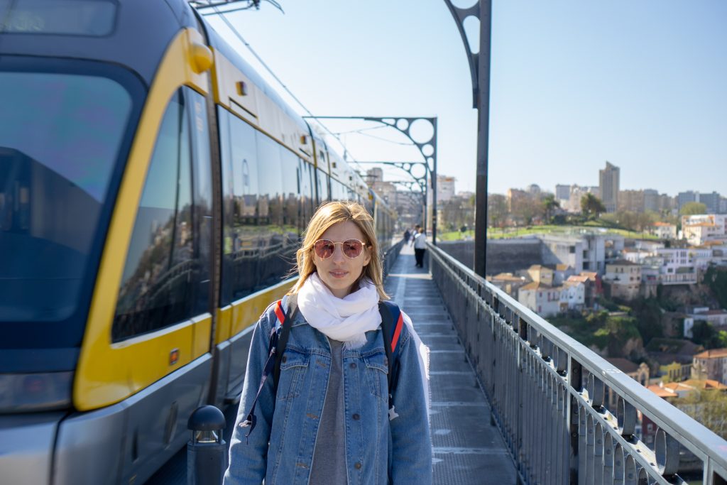 Trenul pe podul Dom Luis I Porto