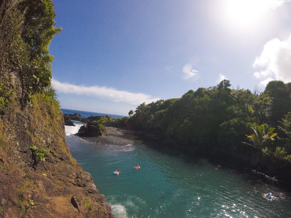 cliff jumping Venus Pool Road to Hana Maui Hawaii